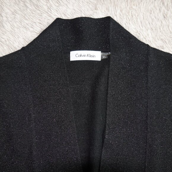 Women's Size XL Calvin Klein Black Shimmer Sparkle Shrug Cropped 3/4 Sleeves NWT - Picture 6 of 6
